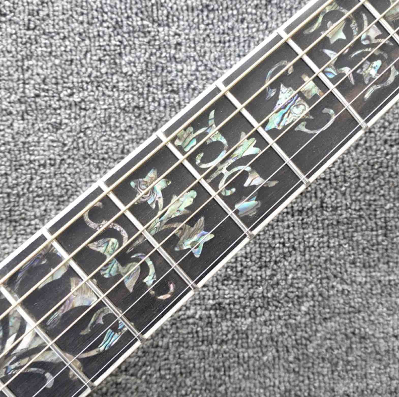 100% All Real Abalone Ebony Fingerboard OOO45s Acoustic Electric Guitar in Wine Red