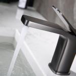 Brass Modern Single Hole Single Handle Basin Mixer in Grey