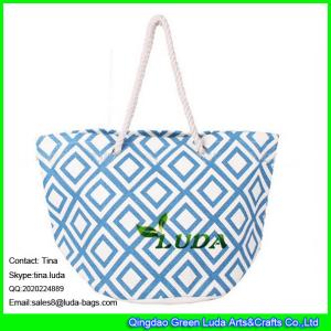 Quality LUDA 3 D printed beach tote bag cotton handles paper straw bags wholesale