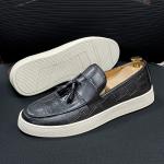 Low Heel Mens Slip On Tassel Shoes Black / Brown Men Genuine Leather Casual
