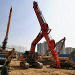 Teledipper Arms ZX330 Excavator Telescopic Arm With 2 Cbm Clamshell Bucket