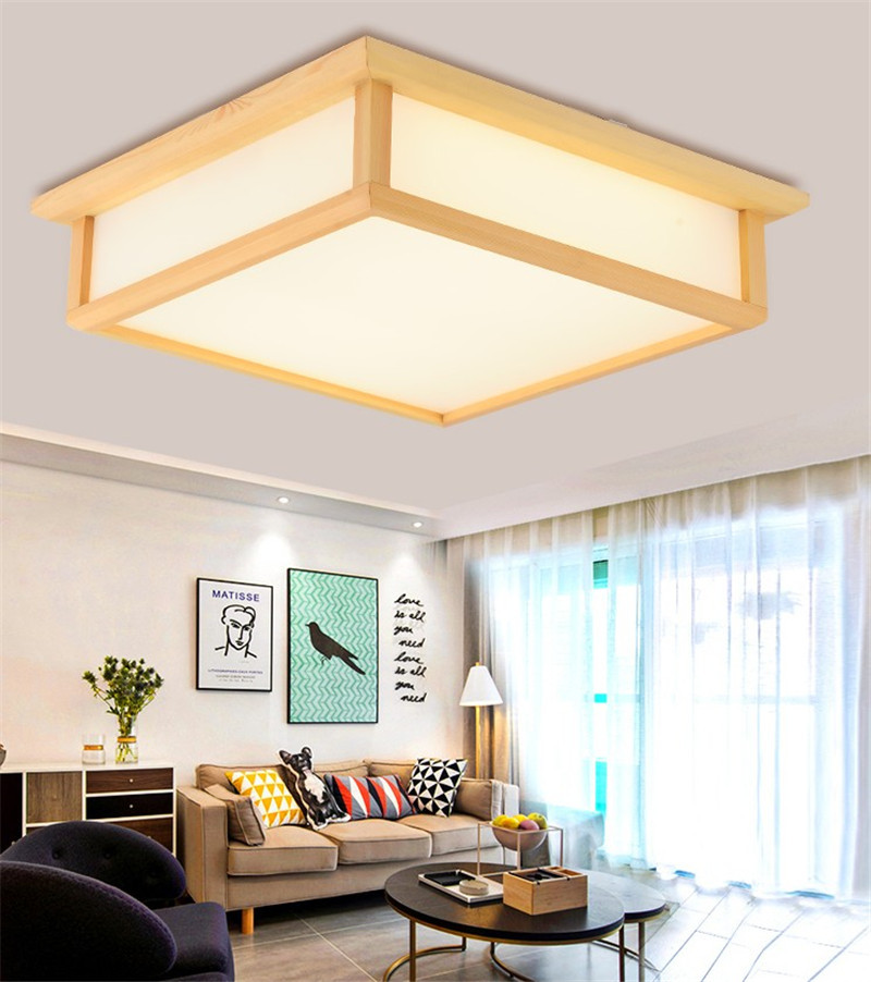 Japanese wooden square led ceiling light minimalist modern bedrooms lamp(WH-WA-34)