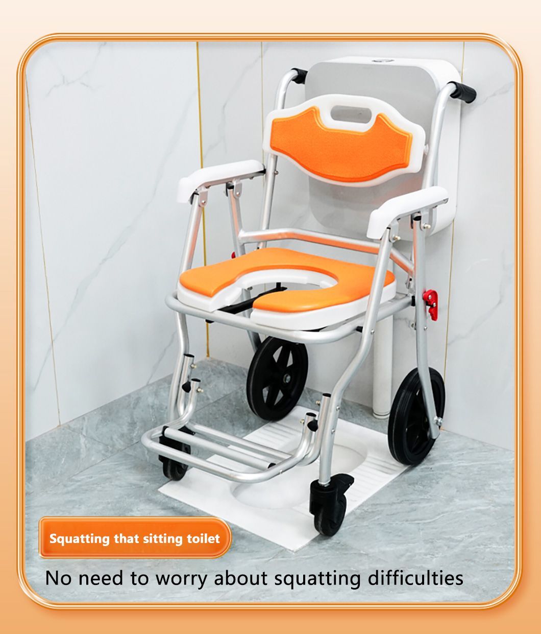 Medical Used Manual Wheelchair Lightweight Folding Commode Chair for Elderly and Disabled People