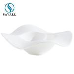 Wavy White Porcelain Tableware Unique Pretty Cream Pasta Bowls