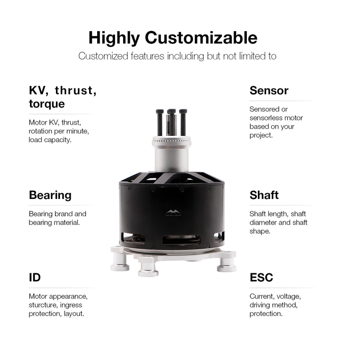 Long Endurance 12090 42kg Thrsut Paramotor Motor Brushless Motor For Extended Flights