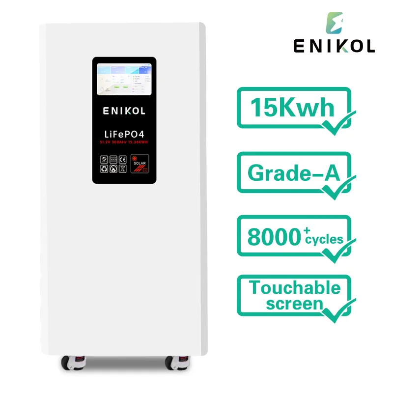 15KW Wall Mounted Floor Standing Home Energy Storage Battery Bank 300AH 51.2V With Wheels