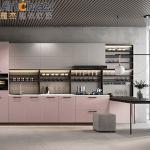 Handless Door Soft Close L Shape Kitchen Cabinet With Solid Surface Countertop