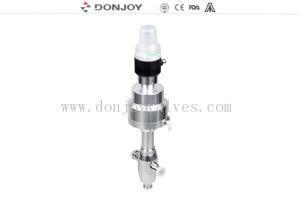 Quality SS Pneumatic sanitary 3 way Shut Off Globe Valve With DC24V F Top wholesale