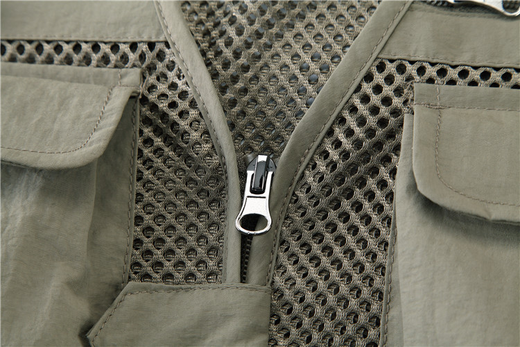 Custom Design Zip Black Utility Outdoor Workwear Journalist Multi-pocket Sleeveless Fishing Men Vest with Mesh