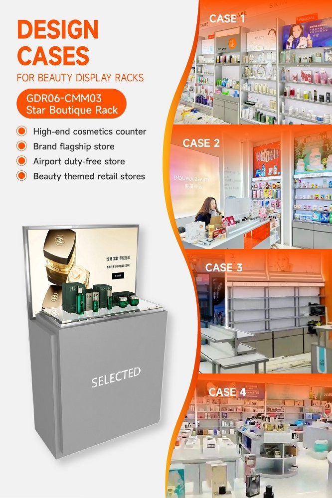 GDR06-CMM03 Beauty Display Stand with 60mm Soft Film Light Box and Enhanced Visual Appeal for Fashion Boutique