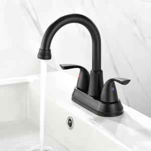 Quality 4'' High Arc Centerset Bathroom Faucet In Satin Nickel Matte Black wholesale