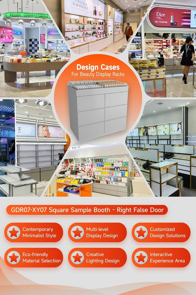 GDR07-XY07 Skincare Display Table with 3mm Transparent Acrylic Joint Box and Adjustable Height for Shopping Mall
