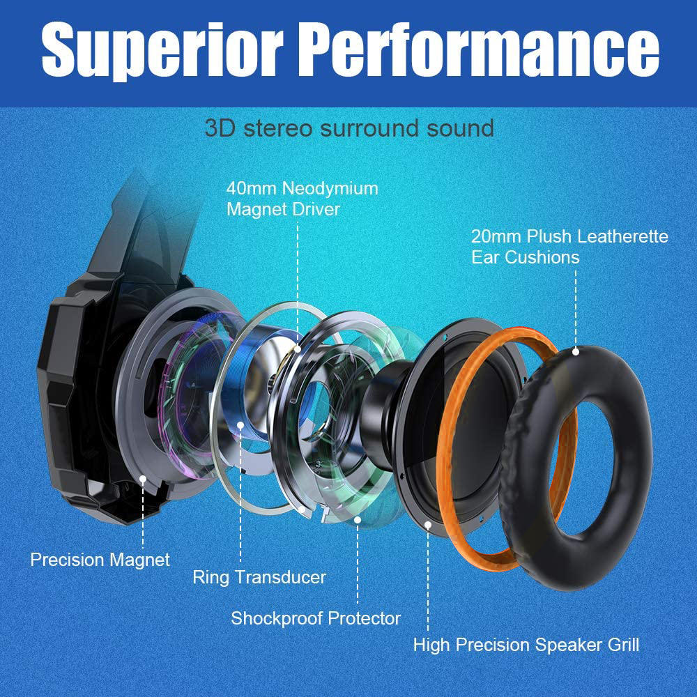 Waterproof USB Noise Canceling LED Gaming Headset Headphone With Mic For XBOX PS4