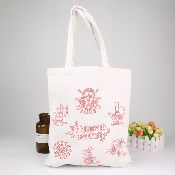 Canvas Printed Reusable Shopping Bags Advertising Cotton Cloth For Student