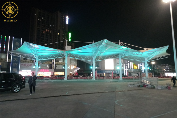 PVDF Or PTFE Tensile Membrane Canopy Steel Frame For Shopping Mall