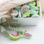 Red Watermelon Shaped Silicone Beads Soft For Baby Teething