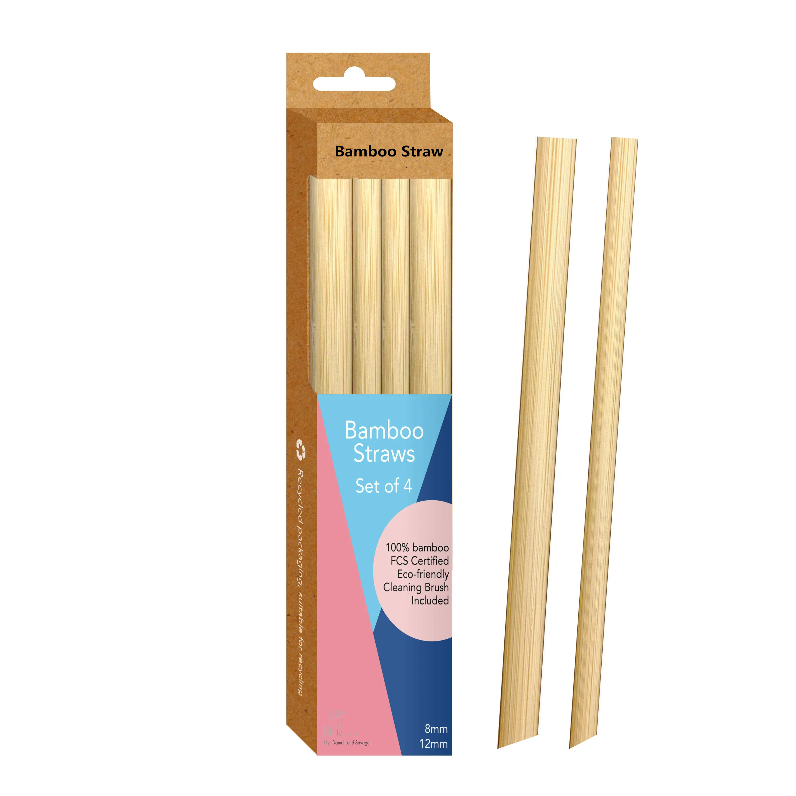 100% Biodegradable Reusable Bamboo Drinking Straws For Smoothie 15cm