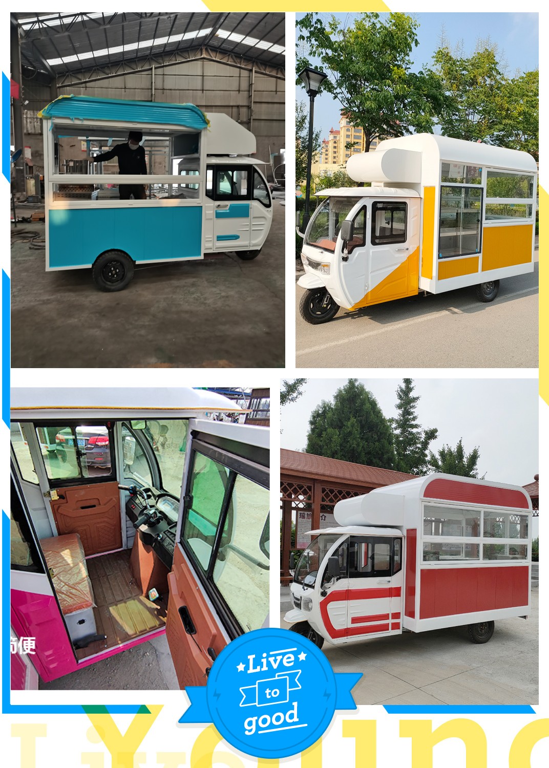 Beverage Coffee Van for Flour Mill Application Design Electric Tricycle Ape Food Truck