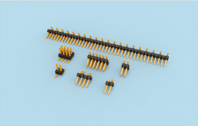 1.27 Mm Pitch Male Pin Header Connector Two Rows Black PA9T Plastic 3