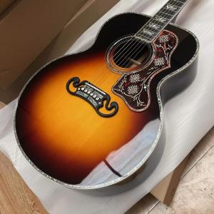 Quality Custom Sunburst Color SJ200 ALL Solid Wood Jumbo Acoustic Guitar Crown Monarch Type wholesale