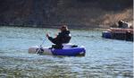 Blue Mini Pontoon Inflatable Fishing Dinghy , 1.5m Float Inflatable Belly Boat