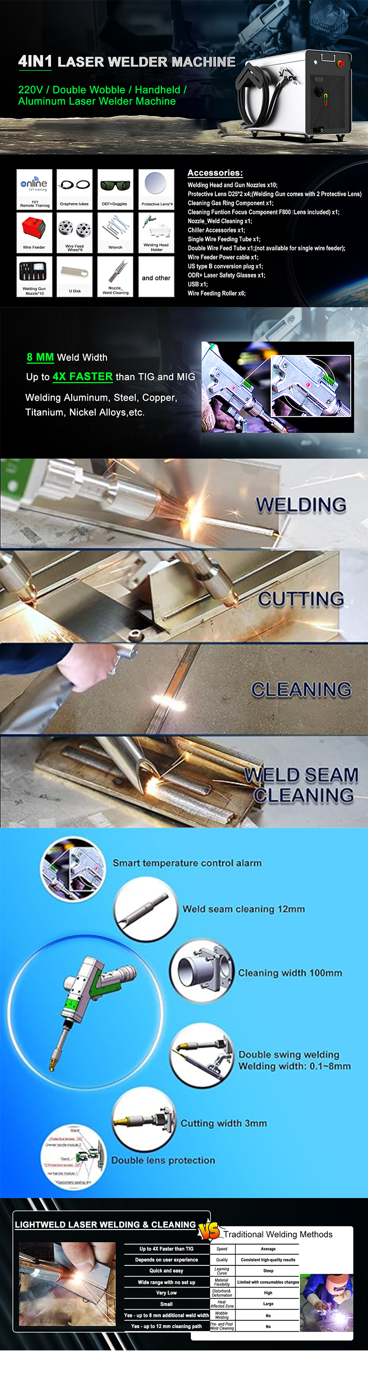 CW Fiber Laser Welding Machine 1000w 1500w 3in1 Raycus MAX Portable Handheld Metal Mould Soldadora for Portable Welding