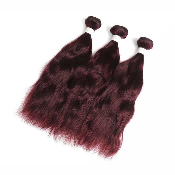 #99J Dark Wine Natural Wave Remy Human Hair Bundles Sew In Weave Bundles Brazilian Bundle Deals