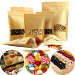 Biodegradable Recycled Stand Up Pouches Brown Kraft Paper Bags