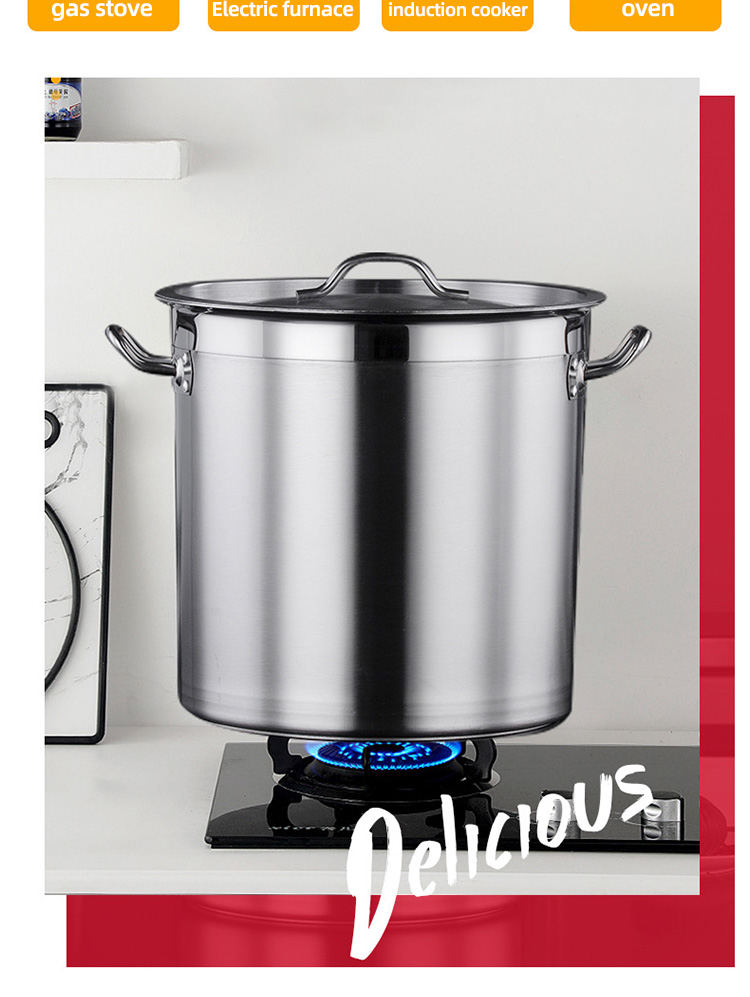 Multi-function Silver Cooking Pot Large Capacity Stainless Steel Soup & Stock Pots Heavy Duty Cooking Pot