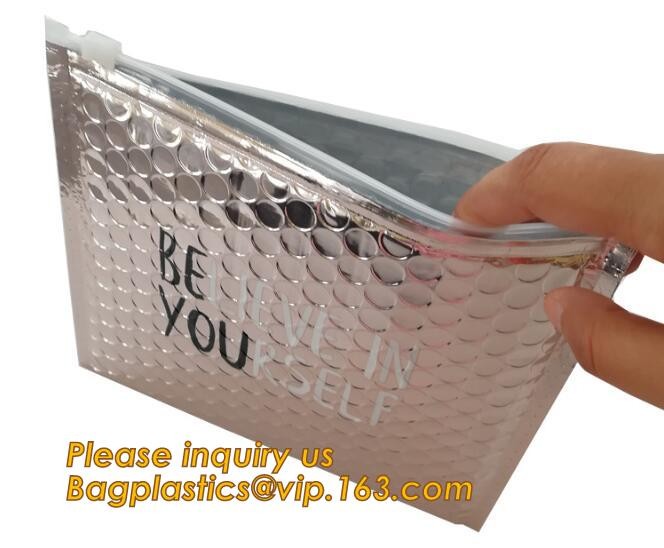 Cosmetic Pink Slider Padded Bag/Silver k Bag With Bubble,Padded Envelopes Cheap Aluminium Foil k Holographic