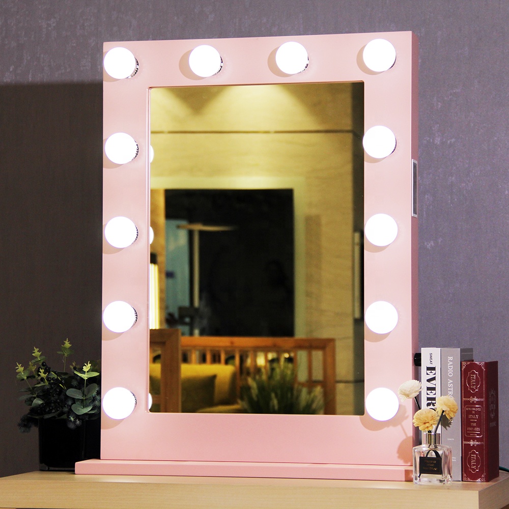 Dimmable LED Lighted Makeup Mirror With Music Player And Adjustable Lights