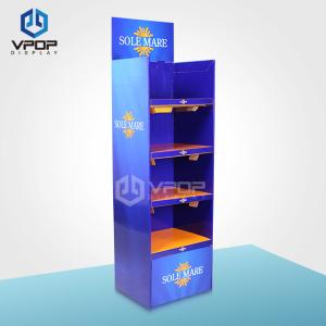 Quality 5 Tiers Cardboard Display Shelves , Supermarket Blue Retail Display Shelves wholesale