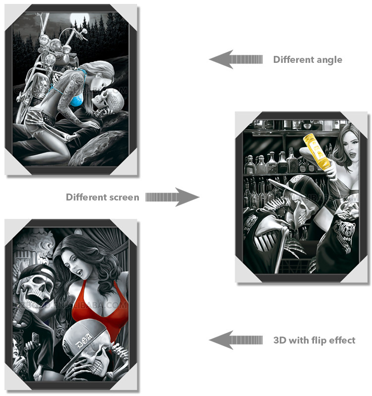 Offer OEM printing 3D lenticula picture animal advertising 3D flip picture for wall decoration