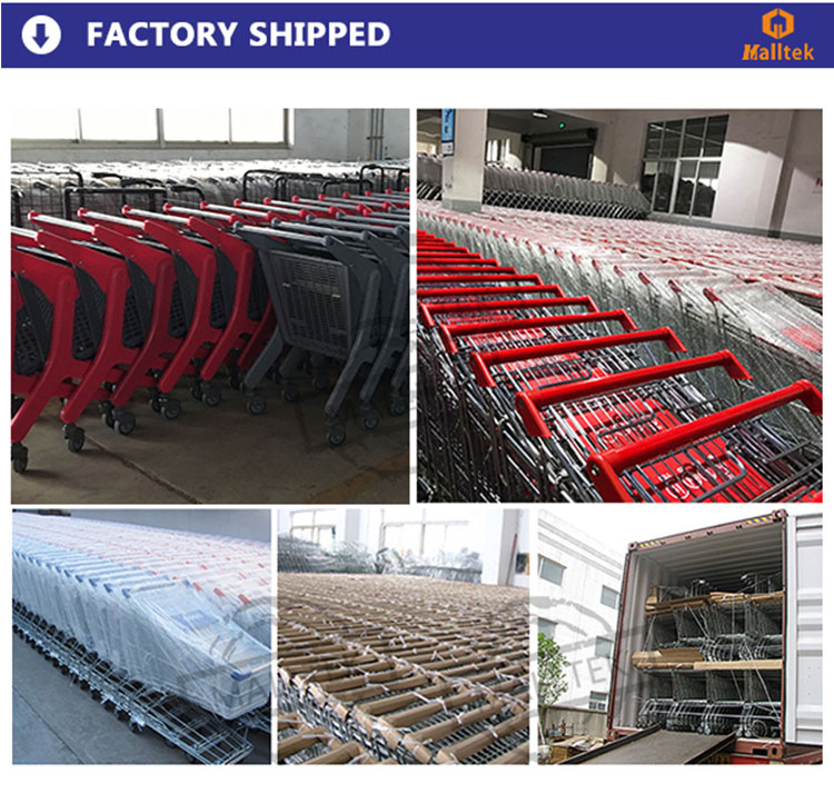 Fan Shaped V Type Foot Metal Shopping Trolley Cart For Supermarket