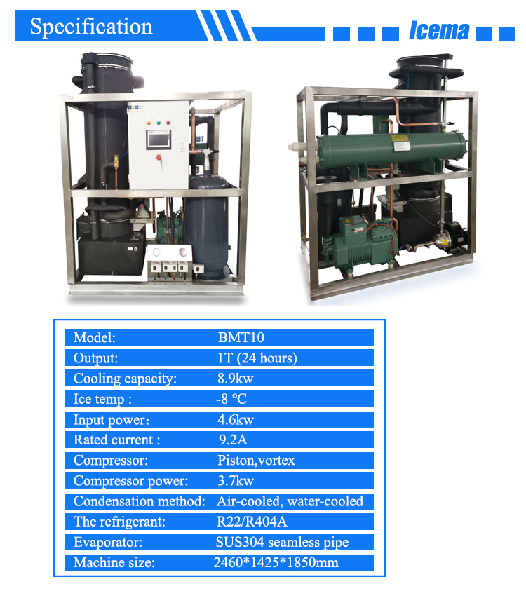 1T Automatic Ice Tube Maker Commercial Ice tube Machine for food shop