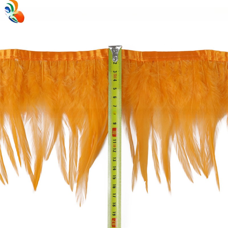 Station Ribbon Hackle Saddle Feather Fringe Trim with Dyed Pattern Goose Feather
