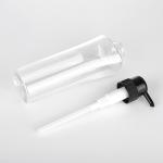 Transparent Cylinder Round Cosmetic Lotion Bottle 400ML 600ML Black Pump