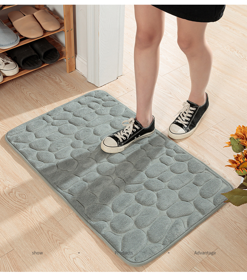 Custom Logo Cobblestone Embossed Bathroom Non-slip Carpets for Bathtub and Shower Room
