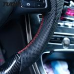 Leather Mercedes Benz Carbon Fiber Steering Wheel Flat Bottom Car Accessories