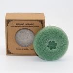 Natural Green Tea Konjac Exfoliating Round Face Sponge 7cm*7cm*3.5cm