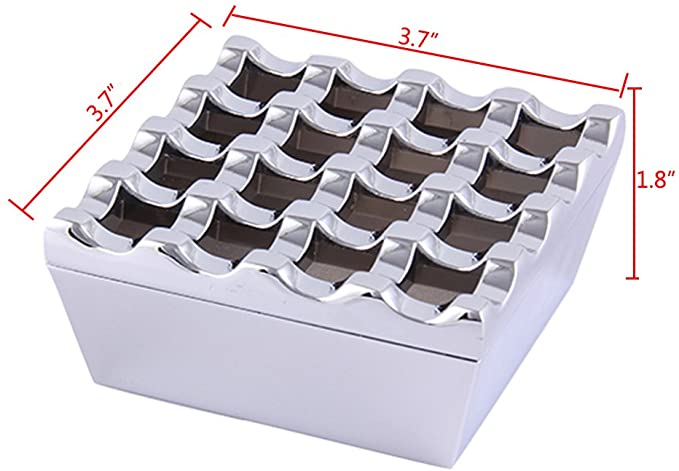 Novelty 16 Grids Stainless Steel Square Cigarette Ashtray