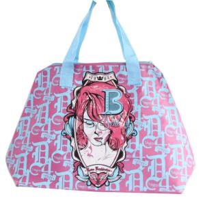Quality 75g Silk screen printing beauty elipe shape sea beach zipper non woven carry bag wholesale