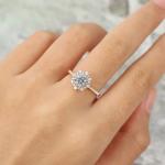 925 Silver Vintage Rose Gold Halo Gray Moissanite Ring 1ct Moissanite Anniversar