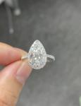 Double Bands Pear Diamond Ring Engagement Wedding Lab Grown Diamond Rings