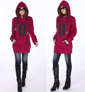 Quality Long Ladies / Women Hooded Sweatshirts , Two Pockets Cotton wholesale