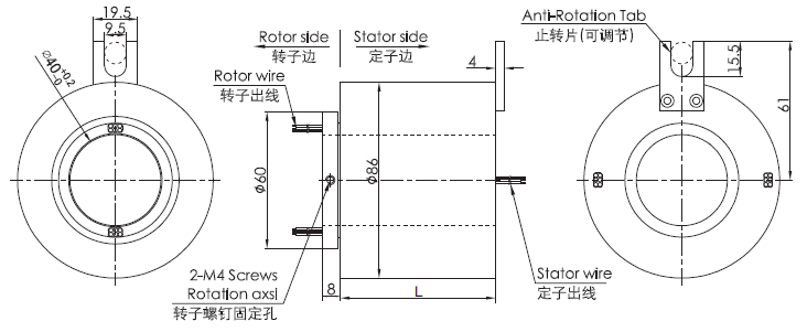 h4086 series H4086 Series Through Bore Slip Ring slip ring Drawing 
