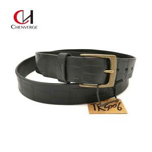Quality Wear Resistant Copper Buckle Belt , Practical Genuine Crocodile Leather Belt wholesale