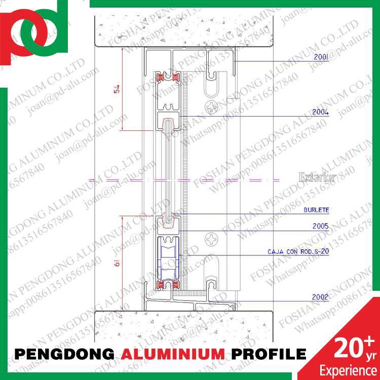 Aluminium Profiles For Window And Door Bottom Rail Linea 20