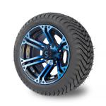 12 Inch Golf Cart Rims And Tire Combo Blue Glossy Black 4 / 101.6 PCD