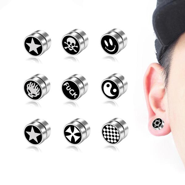 Punk Mens Strong Magnet Magnetic Health Care Ear Stud Non Piercing Earrings Fake
